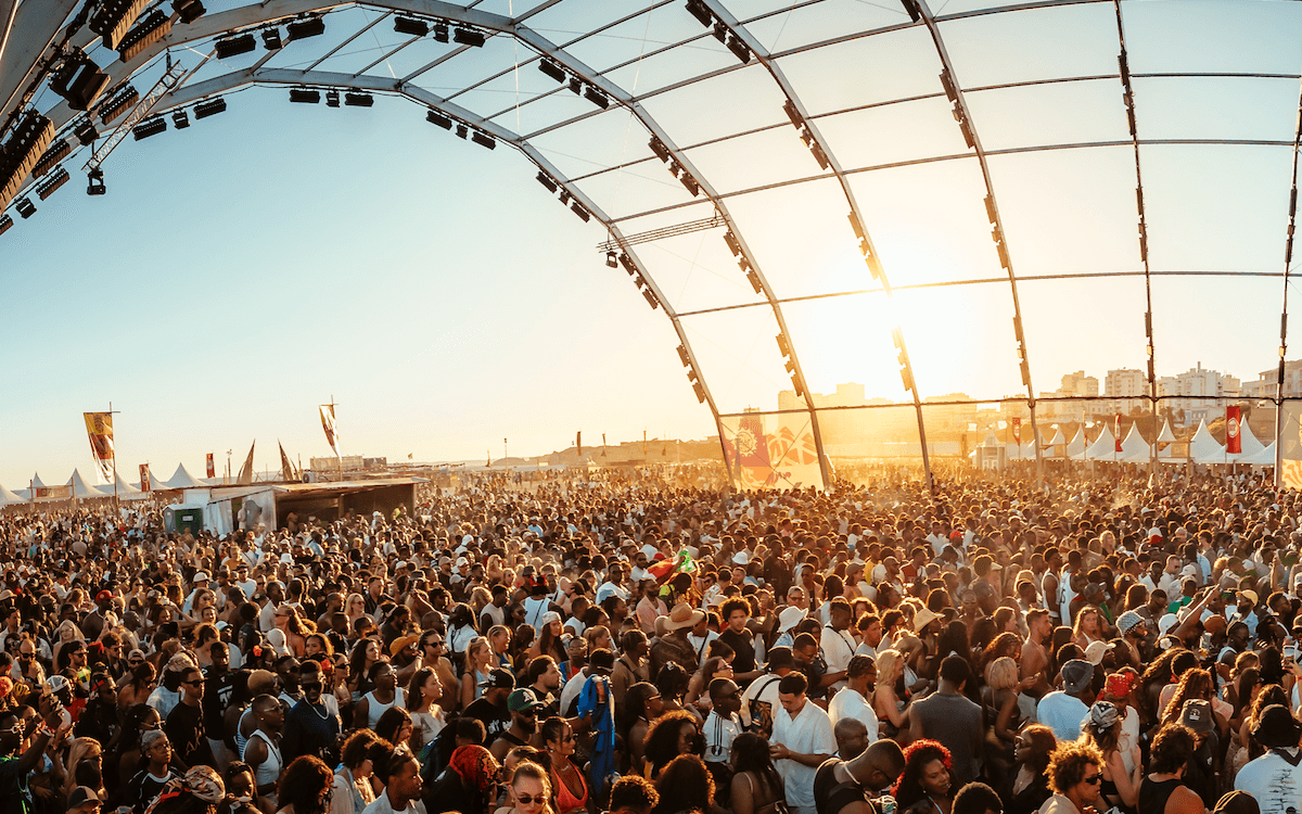 The Afro Nation site in Portugal at sunset