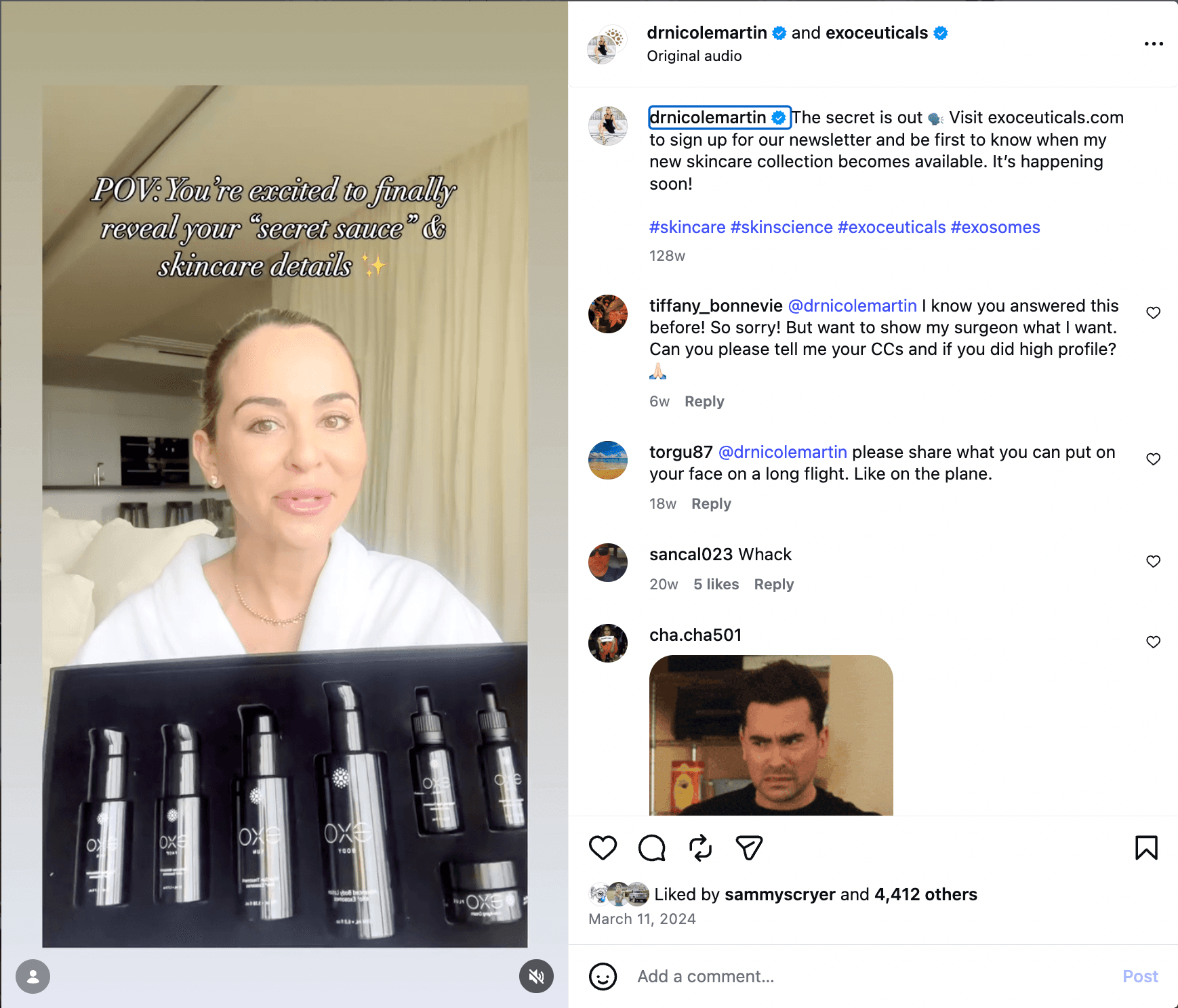 Exoceuticals social content featuring Dr. Nicole Martin