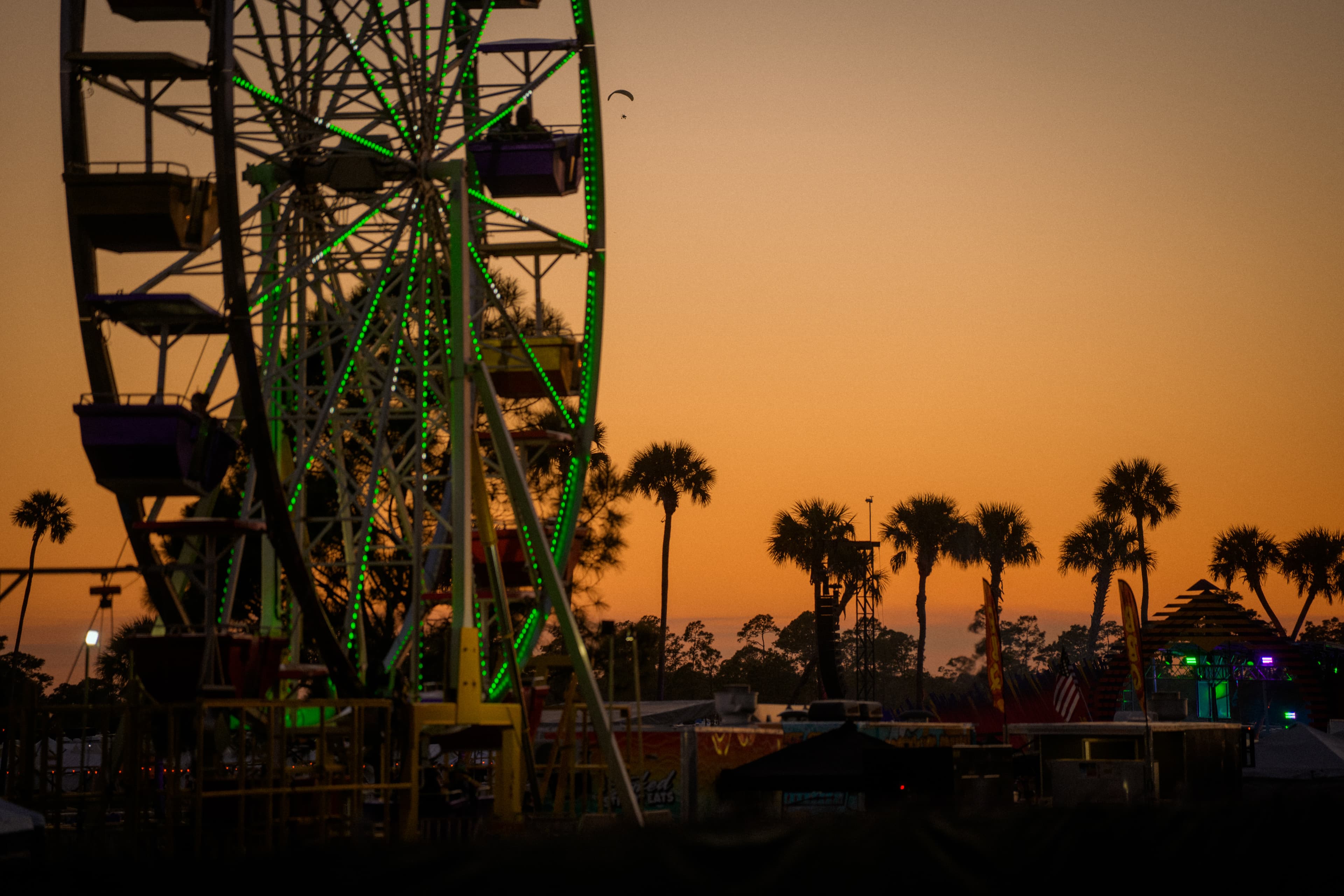 Sunset over the midway at Okeechobee Music & Arts Festival